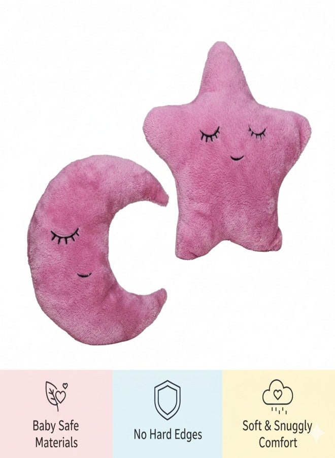 Humpy Hare Soft Plush Moon & Star Pillow Toy Set Combo of 2 | Cot Cushion & Playtime Soft Toy for Kids, Children, and Babies | Stuffed Plush Pillow | (Pink & Pink) - Image 5